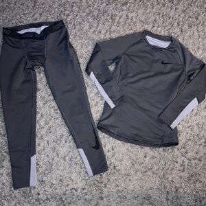Nike Pro Dri-FIT Cold Weather Compression Leggings and long sleeve shirt boys LG